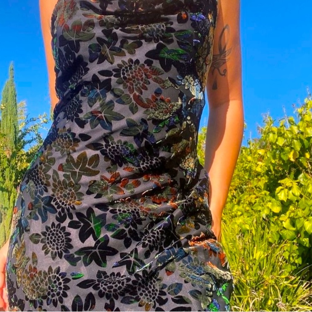 Newport News Floral Velvet Burnout Dress